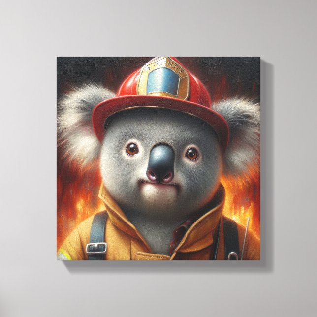 Koala Firefighter Canvas Print (Front)