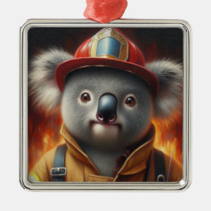 Koala Firefighter Metal Tree Decoration