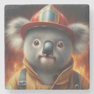 Koala Firefighter Stone Coaster