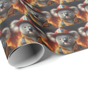Koala Firefighter Wrapping Paper