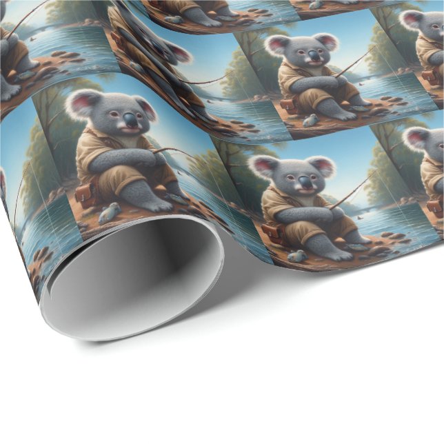 Koala Fishing Wrapping Paper (Roll Corner)