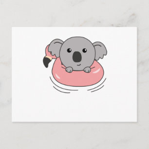 Koala Flamingo Swim Rings Summer Animals Postcard