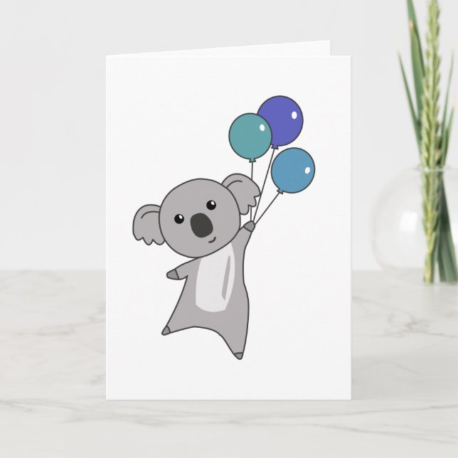 Koala Flies With Balloons Sweet Animals kids Card (Front)