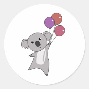Koala Flies With Balloons Sweet Animals kids Classic Round Sticker