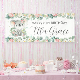 Koala Floral Eucalyptus Greenery Welcome Backdrop Banner