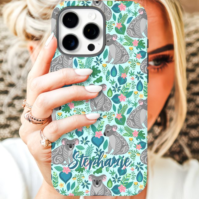 Koala Floral Pattern Custom Name Case-Mate iPhone Case (Creator Uploaded)