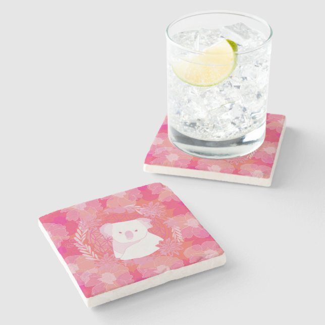 Koala Flower of life Stone Coaster (Side)