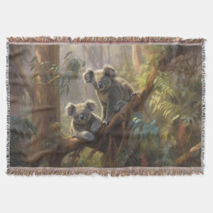Koala Forest Dreams Throw Blanket