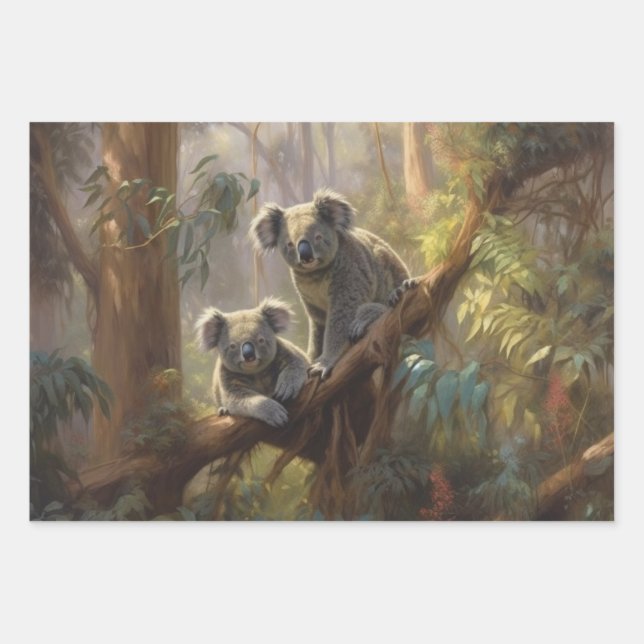 Koala Forest Dreams  Wrapping Paper Sheet (Front 3)