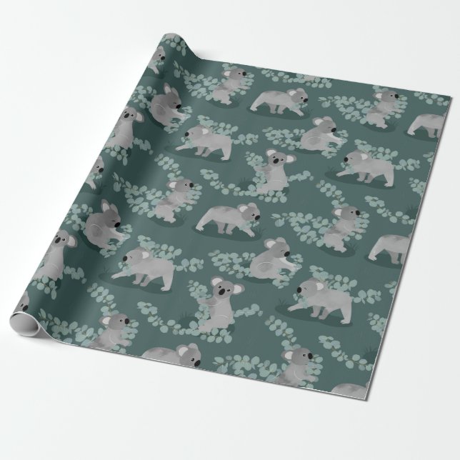 Koala Gathering Wrapping Paper (Unrolled)