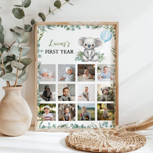 Koala Greenery First Year Photo Milestone Poster