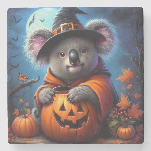 Koala Halloween Costume Stone Coaster (Front)