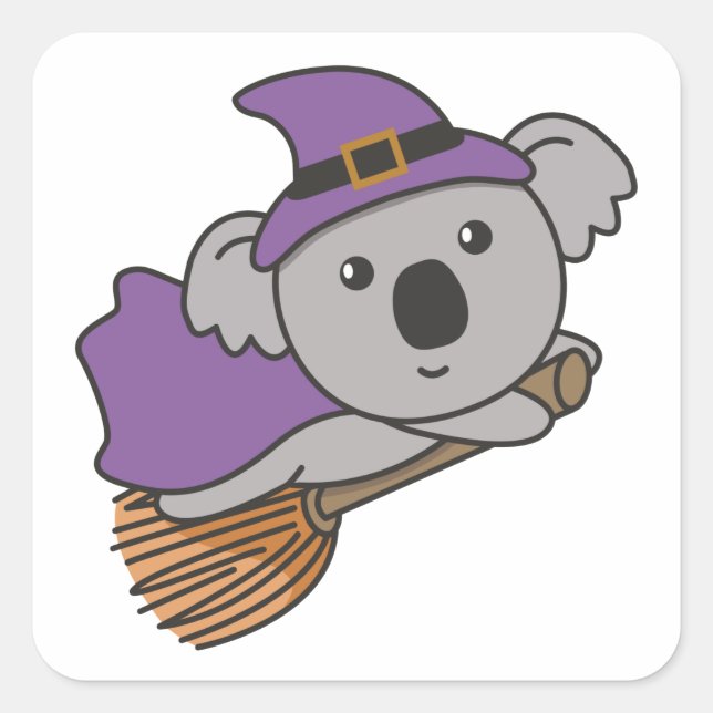 Koala Halloween Witch Kids Witch Costume Square St Sticker (Front)