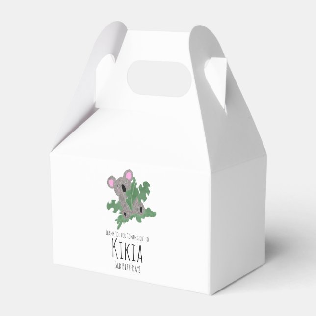 Koala Hand Drawn Animal Green Birthday Party    Favour Box (Front Side)