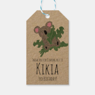 Koala Hand Drawn Animal Green Birthday Party   Gift Tags