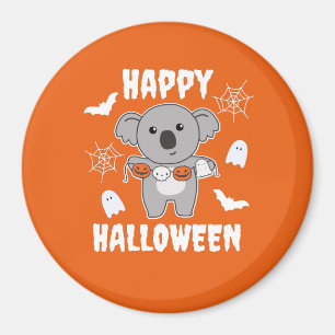 Koala Happy Halloween Pumpkin Bat Costume Magnet