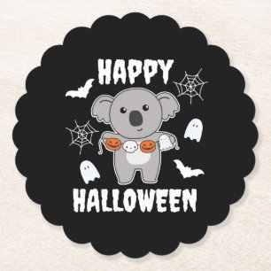 Koala Happy Halloween Pumpkin Bat Costume Paper Coaster