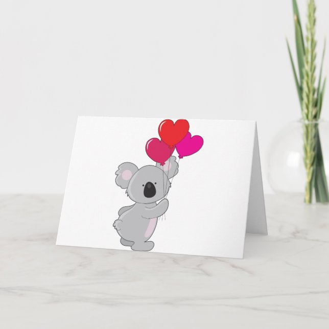 Koala Heart Balloons Card (Front)