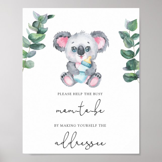 Koala /Help the Busy Mum-to-Be Address an Envelope Poster (Front)