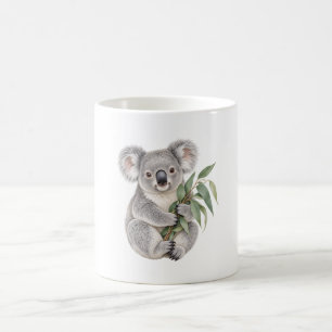 Koala Holding Eucalyptus Leaves Coffee Mug