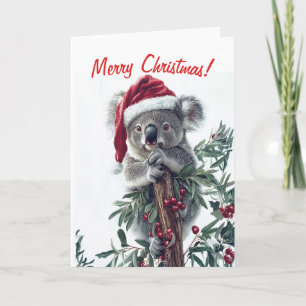 Koala in a Santa Hat Christmas Card