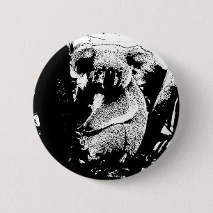 Koala in Black and White 6 Cm Round Badge