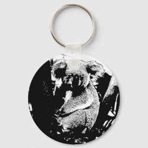 Koala in Black and White Key Ring
