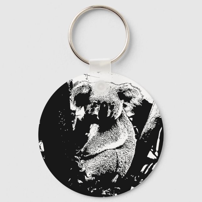 Koala in Black and White Key Ring (Front)