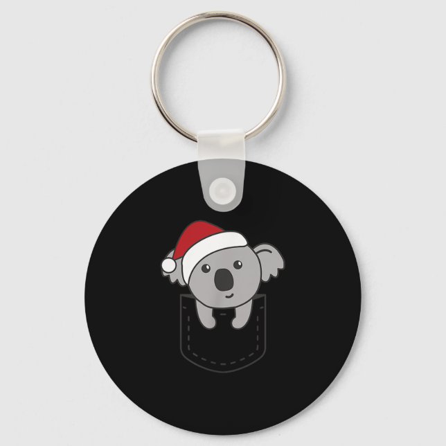 Koala In Cket Christmas Cute Koala In Breast Cket  Key Ring (Front)