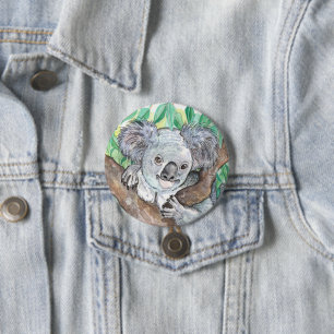 Koala in Eucalyptus Tree Painting 7.5 Cm Round Badge