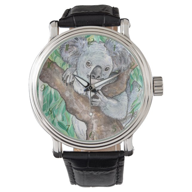 Koala in Eucalyptus Tree Painting  Watch (Front)