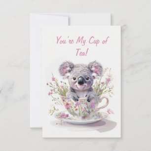 Koala in Floral Teacup Thank You Card