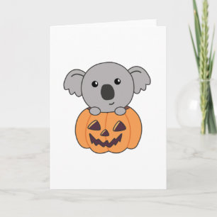 Koala In Pumpkin Orange Koalas Halloween Bärchen Card