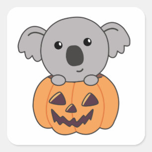 Koala In Pumpkin Orange Koalas Halloween Bärchen Square Sticker