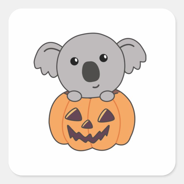 Koala In Pumpkin Orange Koalas Halloween Bärchen Square Sticker (Front)