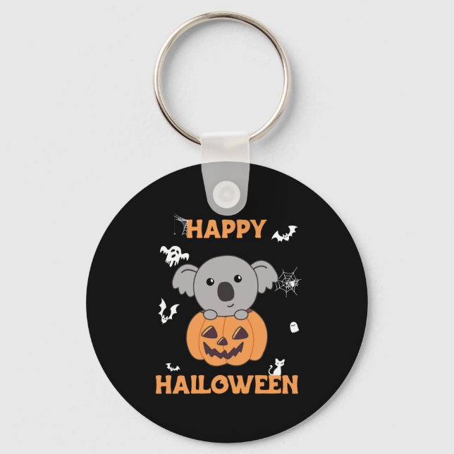 Koala In Pumpkin Sweet Koalas Happy Halloween Key Ring (Front)