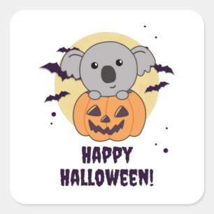 Koala In Pumpkin Sweet Koalas Happy Halloween Square Sticker
