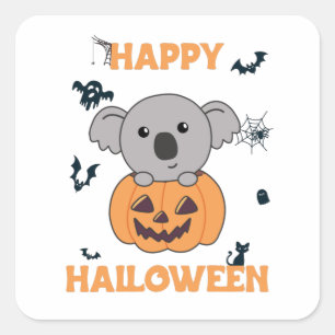 Koala In Pumpkin Sweet Koalas Happy Halloween Square Sticker