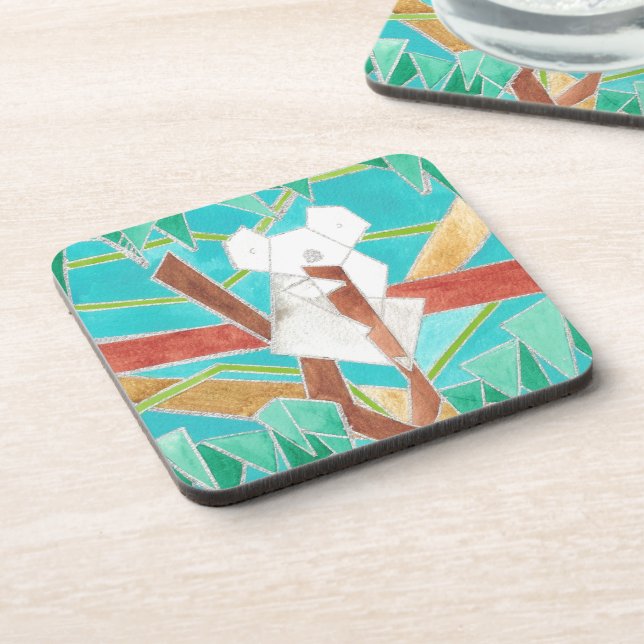 Koala in Tree Original Abstract Art Coaster (Left Side)