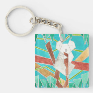 Koala in Tree Original Abstract Art Key Ring