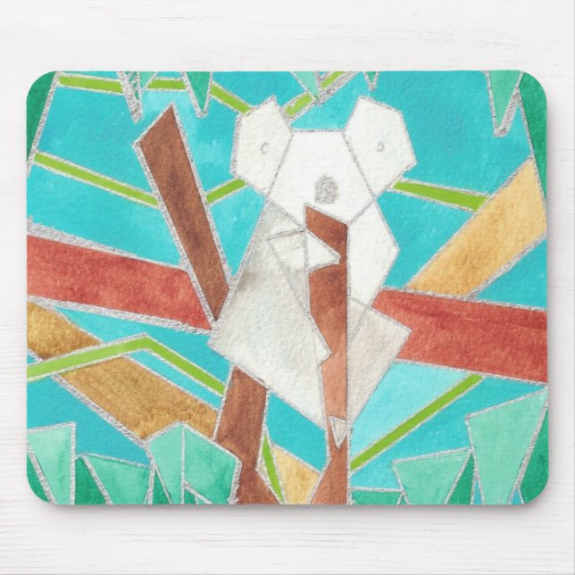 Koala in Tree Original Abstract Art Mouse Mat (Front)