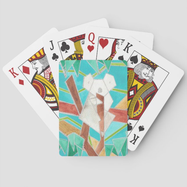 Koala in Tree Original Abstract Art Playing Cards (Back)