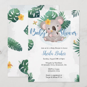 Koala Invitation, Koala Boy Baby Shower Invite