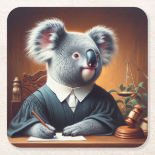 Koala Judge Square Paper Coaster