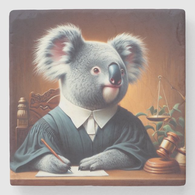 Koala Judge Stone Coaster (Front)