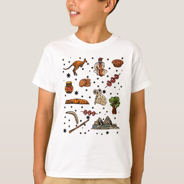 Koala Kangaroo Australia Day Pattern T-Shirt (Front)