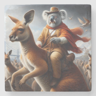 Koala Kangaroo Rider Stone Coaster