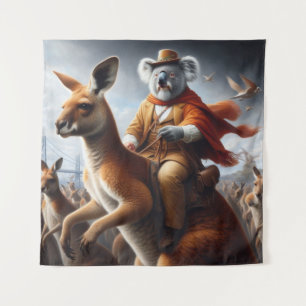 Koala Kangaroo Rider Tapestry