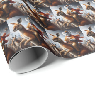 Koala Kangaroo Rider Wrapping Paper