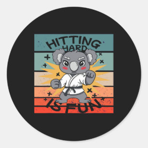 Koala Karate Martial Arts Cartoon Energetic Humoro Classic Round Sticker